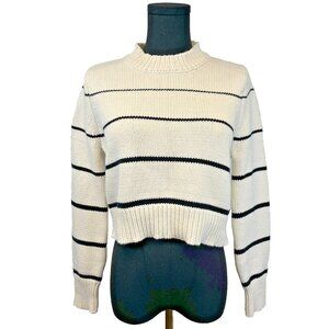 Z Supply Womens Sweater Small Nautical Stripes Cotton Blend Cropped Fisherman